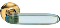 Posished brass and aquamarine Valli and Valli door handle